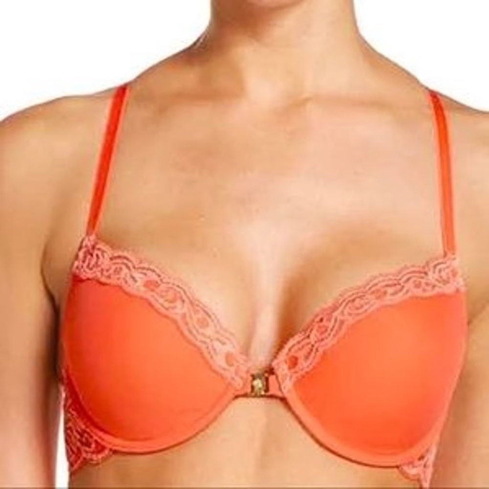 Natori Orange Bra Size 34DDD Lace ~ Feminine ~ Colorful!